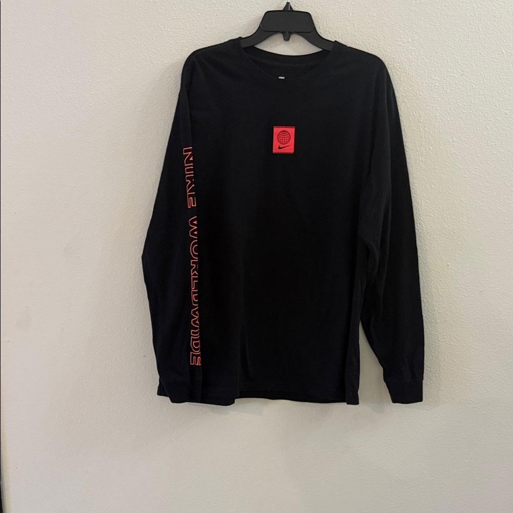 Nike Black Long Sleeve Tee with Red Details
